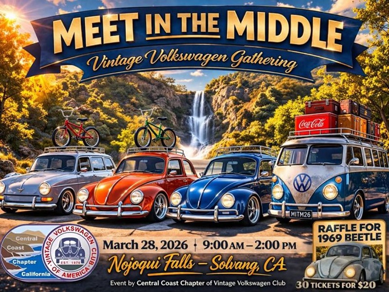 Meet in the Middle Vintage VW Gathering flyer March 2026